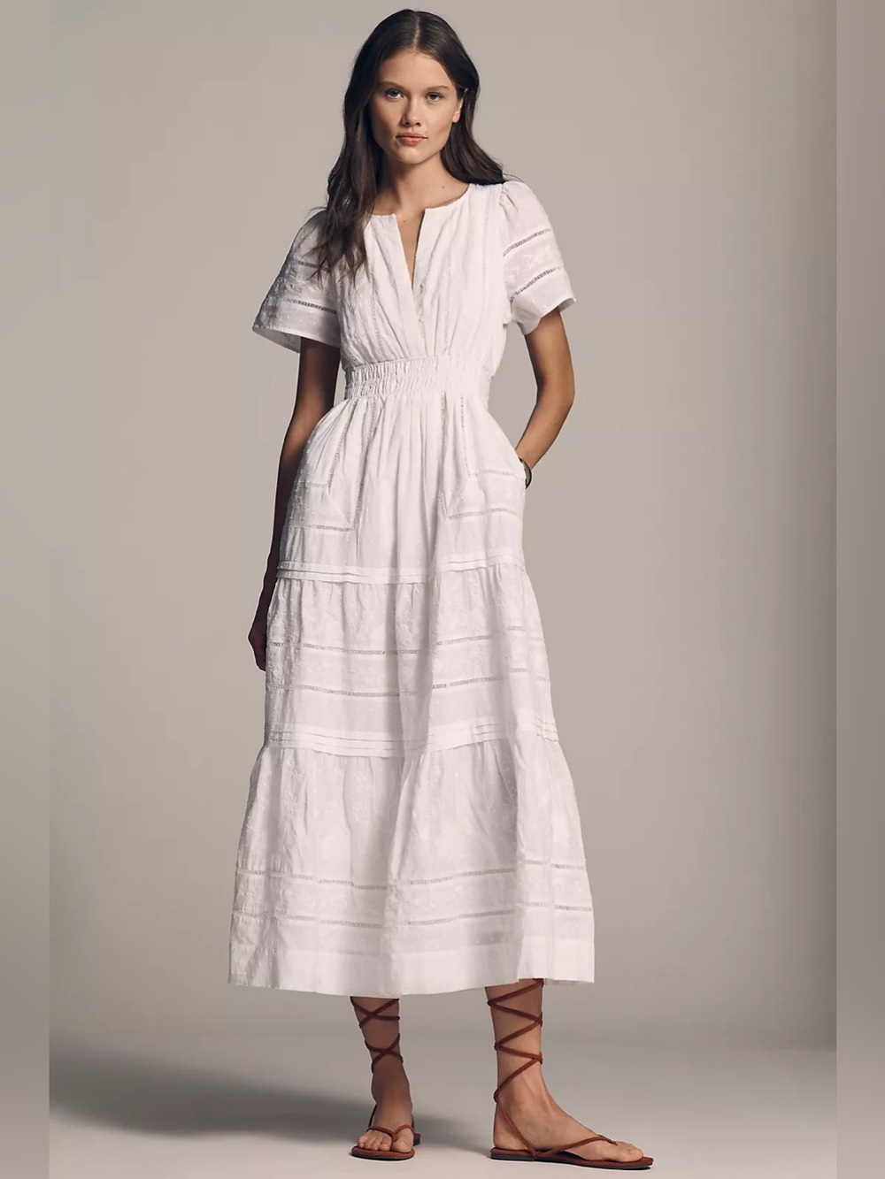 NWT Anthropologie Somerset Maxi Dress Embroidered White